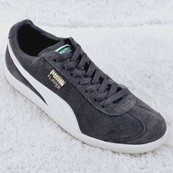 PUMA Gray Suede White Leather Tri m Womens FLIPPER SNEAKERS Casual Size 7.5M - Picture 1 of 8